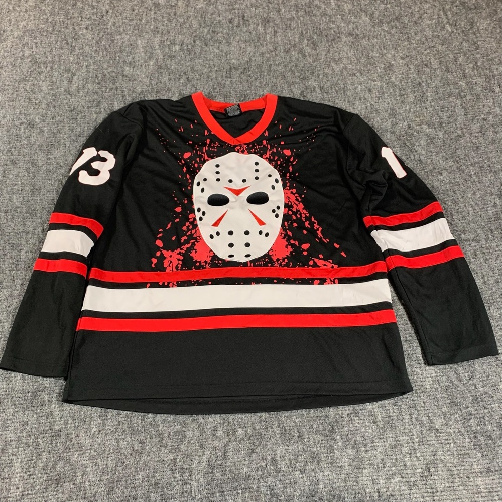 Friday the 13th Hockey Jersey Mens XL Black Jason Voorhees Hockey Horror Movie
